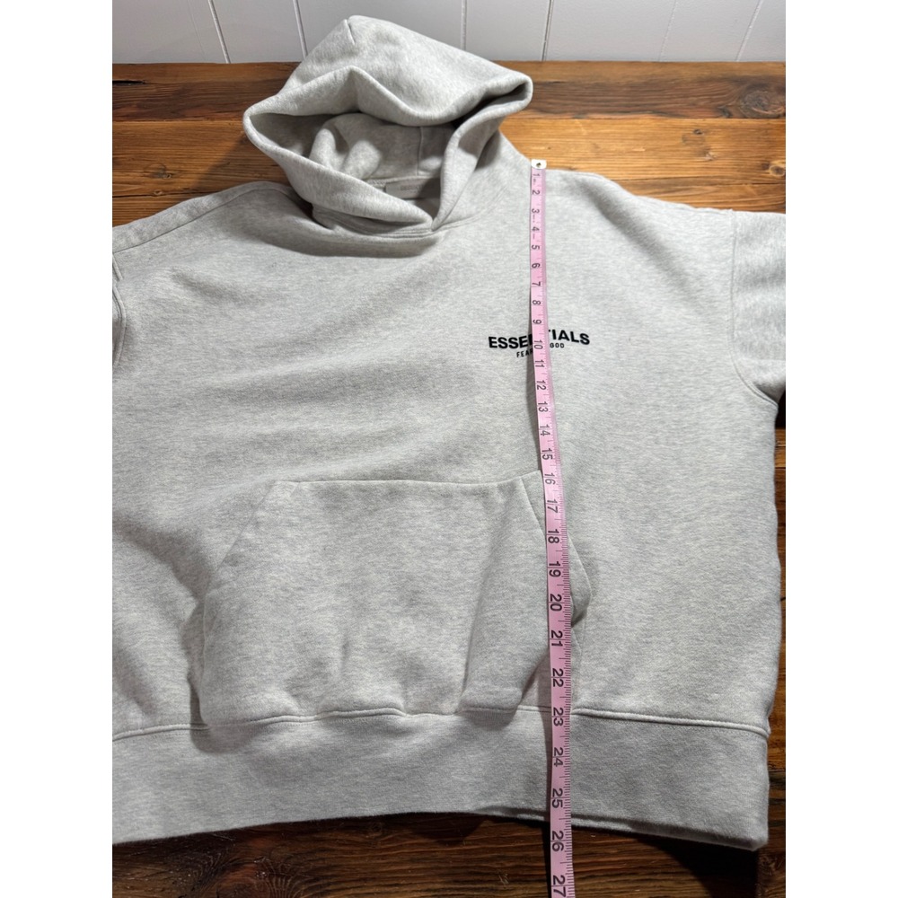Fear of God Essentials Hoodie Mens Medium Grey Heather Logo Oversized Pullover - Picture 9 of 11